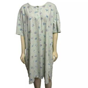 Nordstrom Intimates 3XL Green Garden Seeds Plants Cotton Nightgown Short Sleeve
